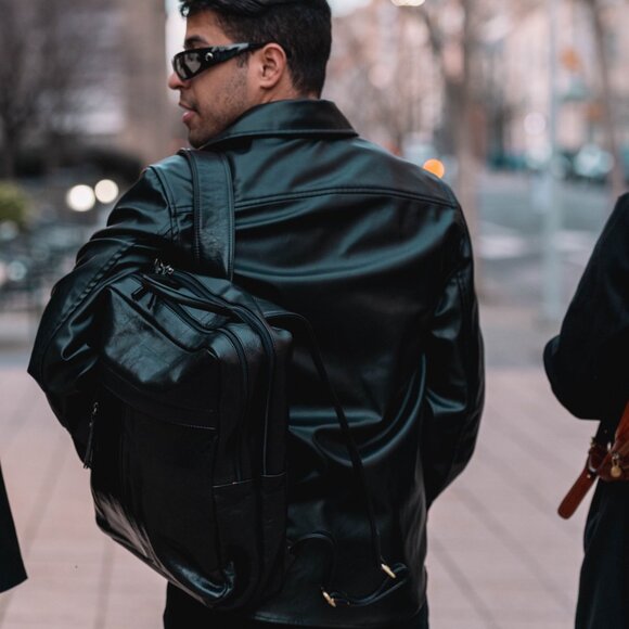 Italian Leather Backpack | Handmade Full-Grain Black Leather Bag | Travel & Work